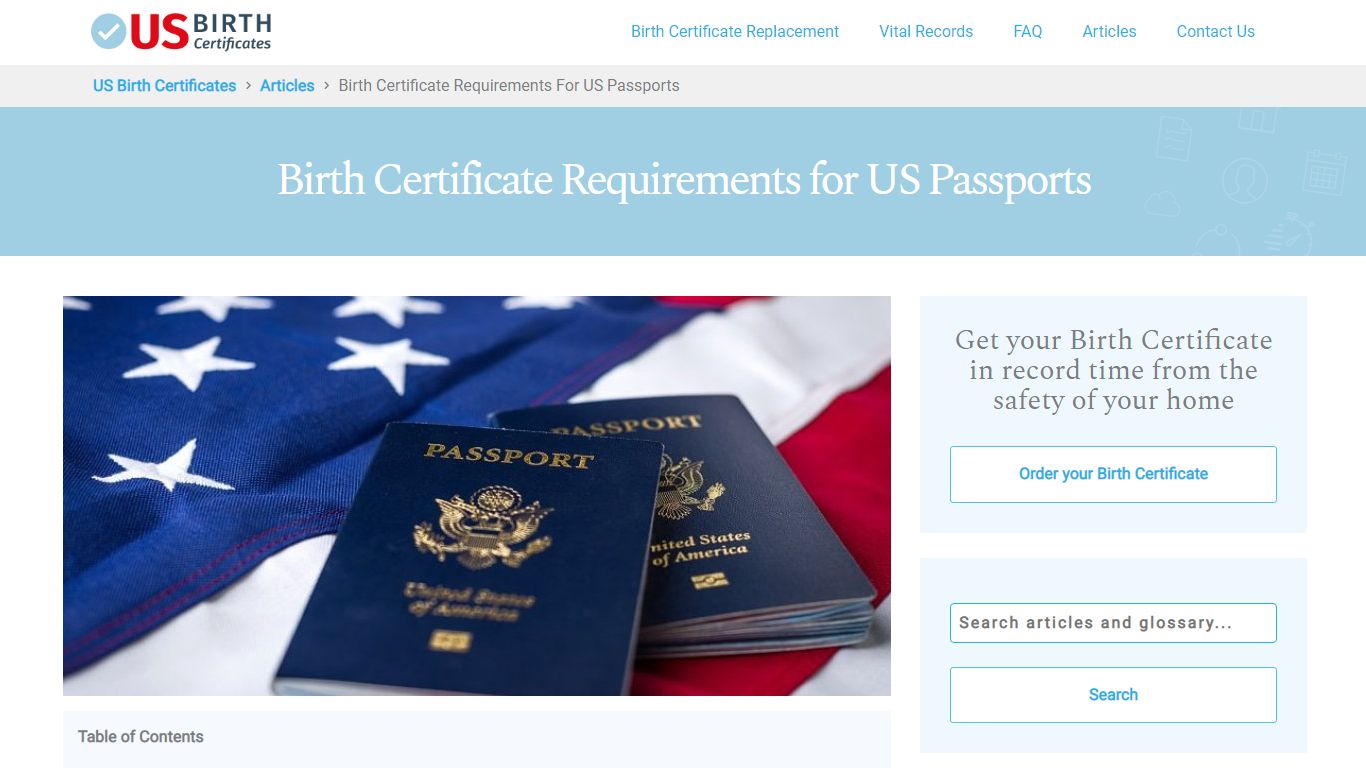 Birth Certificate Requirements for US Passports